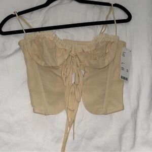 Urban Outfitters Cream Lace-Up Corset Top